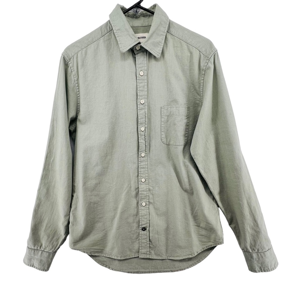 Taylor Stitch Sz 38 Light Green Shirt Button Up Long Sleeve Hemp Organic Cotton